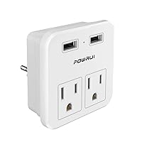 Travel Essentials European Plug Adapter - International Power Adapter with 2 Outlets and 2 USB, Type C Outlet Adaptor Charger for US to Most of Europe EU Iceland Spain Italy France Germany