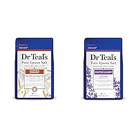 Dr Teal's Epsom Salt Soaking Solution, Soothe & Sleep, Lavender, 3lbs (Packaging May Vary) & Pure Epsom Salt, Soothe & Comfort with Oat Milk & Argan Oil, 3lbs (Packaging May Vary)
