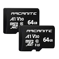 2-Pack 64GB microSDXC Memory Card - A1, UHS-I U3, V30, 4K, C10, MicroSD, Optimal Read speeds up to 90 MB/s