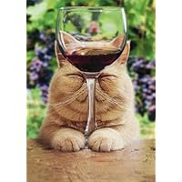 Cat With Glass Of Red Wine - Avanti Funny Birthday Card