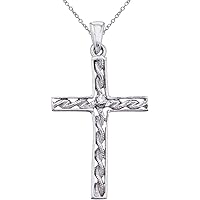 14K White Gold Braided Diamond Cross Pendant (chain NOT included)