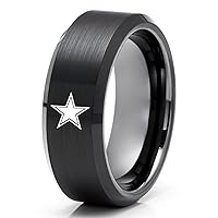 Black Tungsten Wedding Ring,Football Inspired Ring,Galaxy Star Wedding Ring,Gunmetal Wedding Band