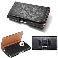 for Nokia Lumia 1520 Phablet-Size Smartphone Black Sideways Leather Sleeve Flap Case Belt Clip Holster Pouch Carrying Case, AIScell Cleaning Cloth