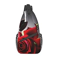 Wine And Rose Cross Chest Bag Diagonally Multi Purpose Cross Body Bag Travel Hiking Backpack Men And Women One Size