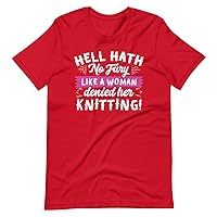 Knitting Shirt - Funny Graphic Tee - Quote Woman Denied Her Knitting - Best Gift Idea for Special Friend