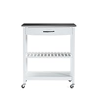 Boraam Holland Kitchen Cart with Stainless Steel Top, White