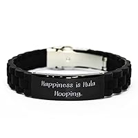 Happiness is Hula. Black Glidelock Clasp Bracelet, Hula Hooping Engraved Bracelet, Fun Gifts For Hula Hooping from Friends, Funny hula hoop, Funny gifts, Hula hoop gift