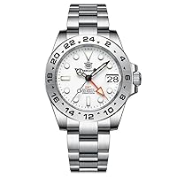 AMOY Men GMT Watch Luxury 41mm Automatic Mechanical Wristwatch Diver 30ATM BGW-9 Luminous Sapphire Mirror NH34 Steel Bezel