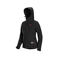 Pioneer Women’s Heated Softshell Jacket – For Winter and Cold Weather – Water Resistant - Detachable Hood and Pockets - Black