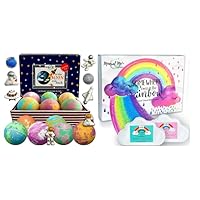 Galaxy Bath Bombs for Kids with Surprise Inside, Organic Bubble Bath Bombs with Space Planet Toys, Rainbow Bath Bombs for Kids, Natural, Organic Bubble Bath Bombs w/Moisturizing Shea Butter
