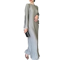 Lady O Neck Casual Party Dress Spring Female Belt Slim Office Women Pleated Flared Sleeve Length