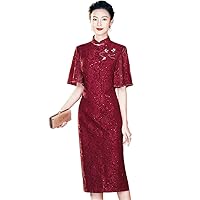 Size Mother of Bride Dresses Chinese Traditional Cheongsams Robe