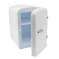 Luqeeg Mini Beauty Fridge, 4L Portable Refrigerator, Cooler Warmer Personal Refrigerator Desktop Accessory for Home Office Dorm Travel for Skin Care Beverage Medications, DC 12V Car Plug (US Plug)