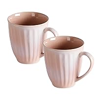 Glazed Set Of 2 Ceramic Handmade Coffee Mug Pottery Mug 12 Oz (Pink)