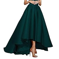 VeraQueen Women's High Low Satin Prom Skirts A Line Maxi Formal Party Dresses Wedding Evening Dress