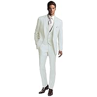 UMISS Men's Two Buttons 3 Pieces Suit Notch Lapel Business Wedding Party Jacket Vest Pants