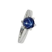 GEMHUB Round Shape 3 Ct Solitaire Style 6 Prong Natural Blue Star Sapphire 925 Sterling Silver Engagement Ring for Valentines