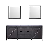 Marsyas 80-inch Brown Double Vanity, no Top and 30-inch Mirrors