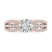 Clara Pucci 1.22ct Round Cut Solitaire with accent Genuine Moissanite Modern with accent Ring 14k 2 tone Gold