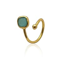 Peridot Gemstone Faceted Cut Adjustable Band Ring | Cushion Shape Brass Gold Plated Bezel Sett Jewelry | Handmade Ring For Women | 1981V