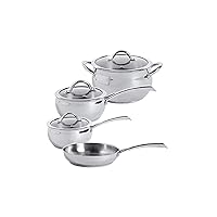 Oster Derrick 7-Piece Stainless Steel Cookware Set with Tempered Glass Lids, Semi Polished