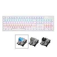 ABKO K515 RGB Gaming Quick Swap Switch Mechanical Keyboard (English/Korean Keycaps) (White, Blue Switch)