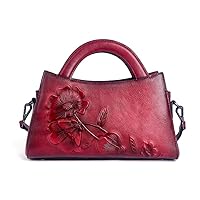 Ladies leather handbag, vintage style embossed handbag