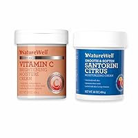 NatureWell Clinical Vitamin C + Santorini Citrus Cream Bundle, Non-Greasy, Ultimate Hydration, For Face & Body, 16 Oz Each