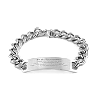 To My Stepmother Long Distance Relationship Gifts, Thank you for being my rock, Thank You Birthday Cuban Chain Stainless Steel Bracelet for Stepmother