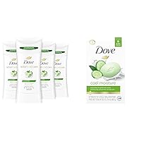 Dove Advanced Care Antiperspirant Deodorant Stick Cool Essentials 4 ct and Dove Skin Care Beauty Bar Cucumber Green Tea 6 Bars