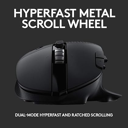 Logitech G604 LIGHTSPEED Gaming Mouse with 15 programmable controls, up to 240 hour battery life, dual wireless connectivity modes, hyper-fast scroll wheel - Black