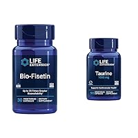 Life Extension Bio-Fisetin 30 Capsules Cellular Health Bundle with Taurine 1000mg 90 Capsules Heart Health