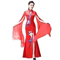 Chinese Dress Improved Qipao National Flower Embroidery Cheongsam Oriental Banquet Evening