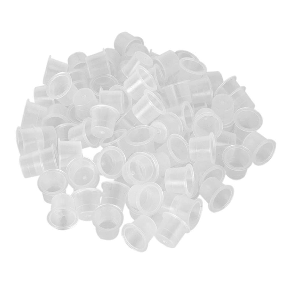 AKOAK 200 Pcs Disposable Plastic Tattoo Ink Caps Cups for Tattoo Ink Tattoo Supplies（Sizes #8 Small）