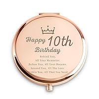 10th Birthday Gifts for Women - Personalized 10 Year Old Birthday Gift Ideas for Girls Granddaughter Daughter Niece Sister Best Friends - Engraved Compact Mirror