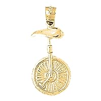 Silver Unicycle Pendant | 14K Yellow Gold-plated 925 Silver Unicycle Pendant