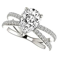 GOLD EDGE 10K Solid White Gold Handmade Engagement Ring, 1.50 CT Pear Cut Moissanite Solitaire Ring Diamond Wedding Ring for Her/Woman, Anniversary Precious Rings, VVS1 Colorless