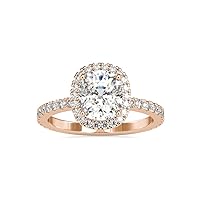 VVS Certified Halo Engagement Ring in 14k White/Yellow/Rose Gold with 0.75 Ct Round Natural & 2.29 Ct Center Cushion Moissanite Promise Ring for Women | Anniversary Ring for Her (IJ-SI, G-VS2)