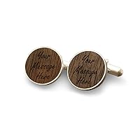 Mens cufflinks Sterling silver cufflinks Walnut wood great for Anniversary Birthday Personalized gift for Him Gift for Husband, Gift Message, Box, Handmade