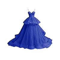 Tulle Prom Dresses for Women Long Spaghetti Straps Ball Gown Puffy Sweetheart Princess Formal Evening Party Gowns