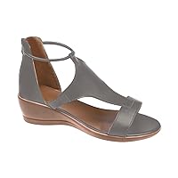 Women's Summer Beach Sandals Open Solid Color Sandals Platform Shoes Casual Wedges Toe Womens Sandals(8,Grey)