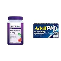 Melatonin 10mg Sleep Gummies 140ct & Advil PM Ibuprofen Pain Reliever Sleep Aid 120 Coated Caplets