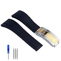 Rubber Watch Strap for Rolex Tudor Wristband Black Blue Green Waterproof Silicon Watches Band Bracelet 20mm 21mm (Color : Blue, Size : 20mm)