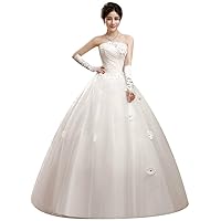 Floral Strapless Floor Length Bridal Gown Wedding Dress