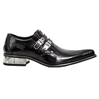 New Rock M-2246-S14 Newman Shoes Black Leather Buckle Steel Heel