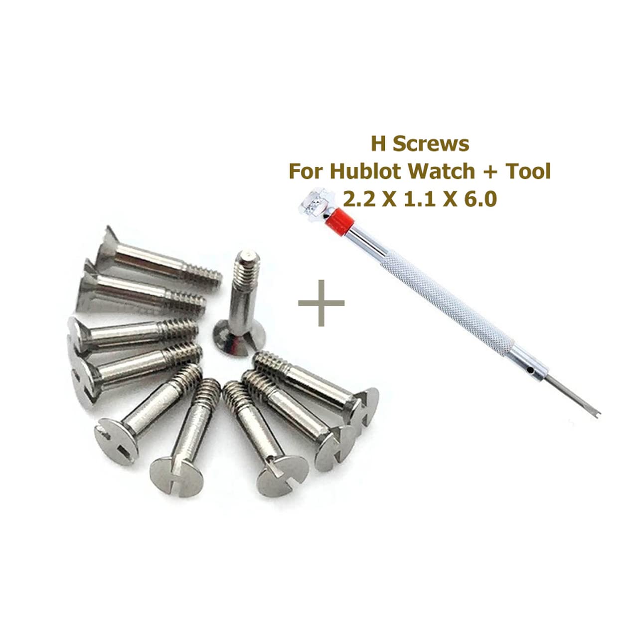 4pcs Silver H Screw for Hublot Watches 6mm + H Screwdriver Repair Watch Tool, (3233asa)