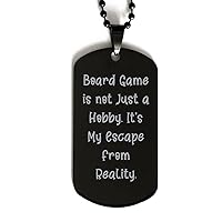 Board Game is not Just a Hobby. It's My Escape from. Black Dog Tag, Board Games Engraved Pendant Necklace, Funny Gifts for Board Games