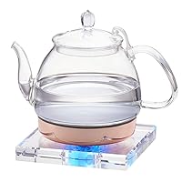 Kettles,Kettle for Boiliwater,1L Water Kettle with Crystal Base, Free Cordless Water Boiler with Stainless Steel Bottom,Automatic Heating,Glass Kettle for Boiling