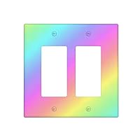 Colorful Rainbow Light Switch Cover Plate Decorative Abstract Colored Gradient Wall Plate 2 Gang Double Rocker Art Switchpalte Electrical Faceplate for Kids Girl Bedroom Bathroom 4.6