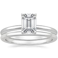 Engagement Ring with 2.00CT Moissanite, 14K White Gold, Emerald Cut Solitaire